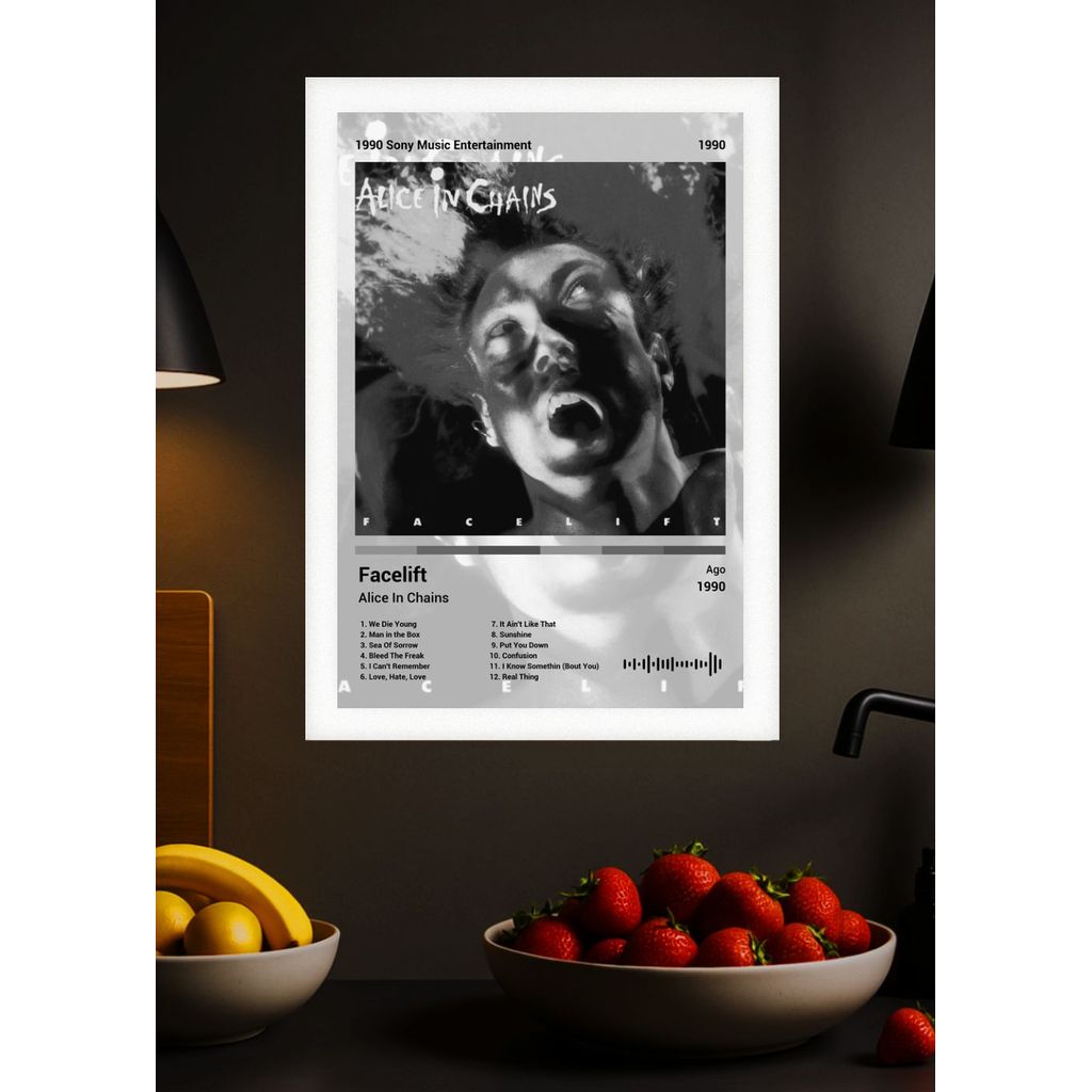 Quadro Alice In Chains Facelift (B&W) - Branco com Vidro