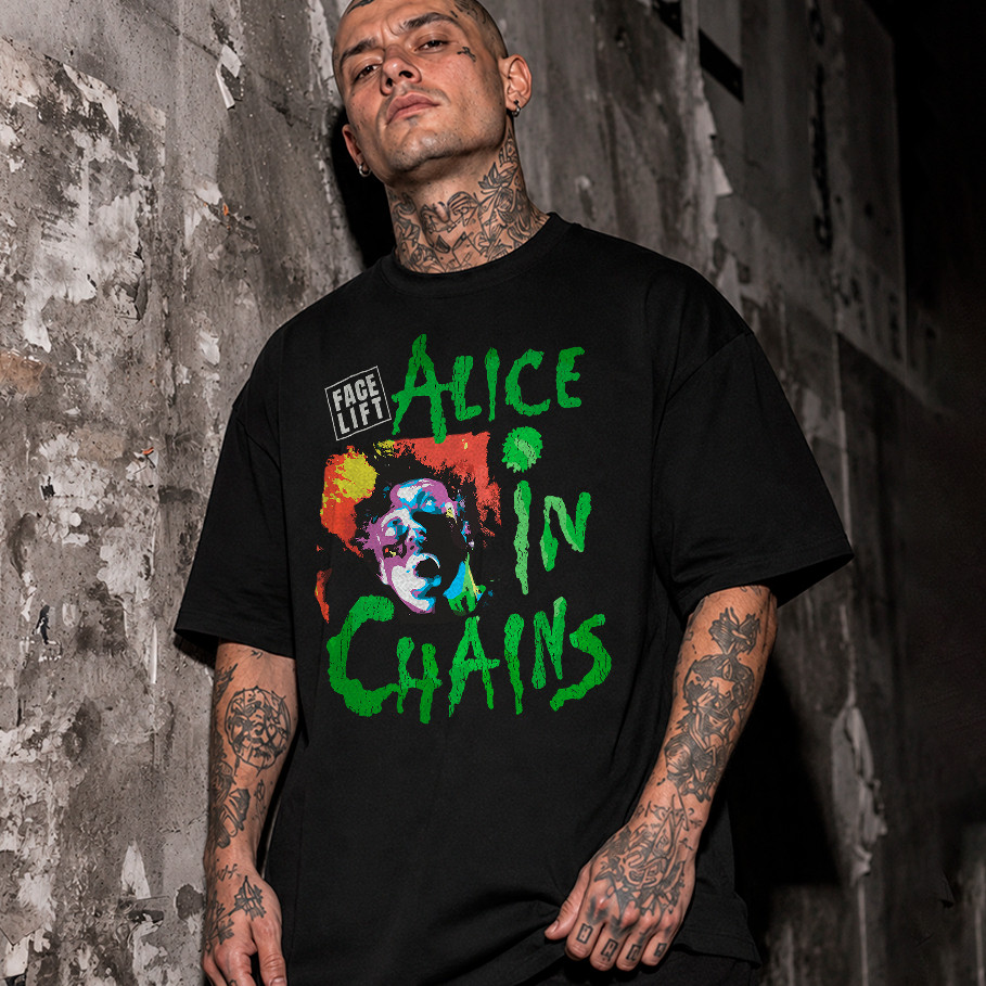 Camiseta Básica e Oversized Algodão Grunge Style Alice Chains Facelift World Tour Vintage Anos 90