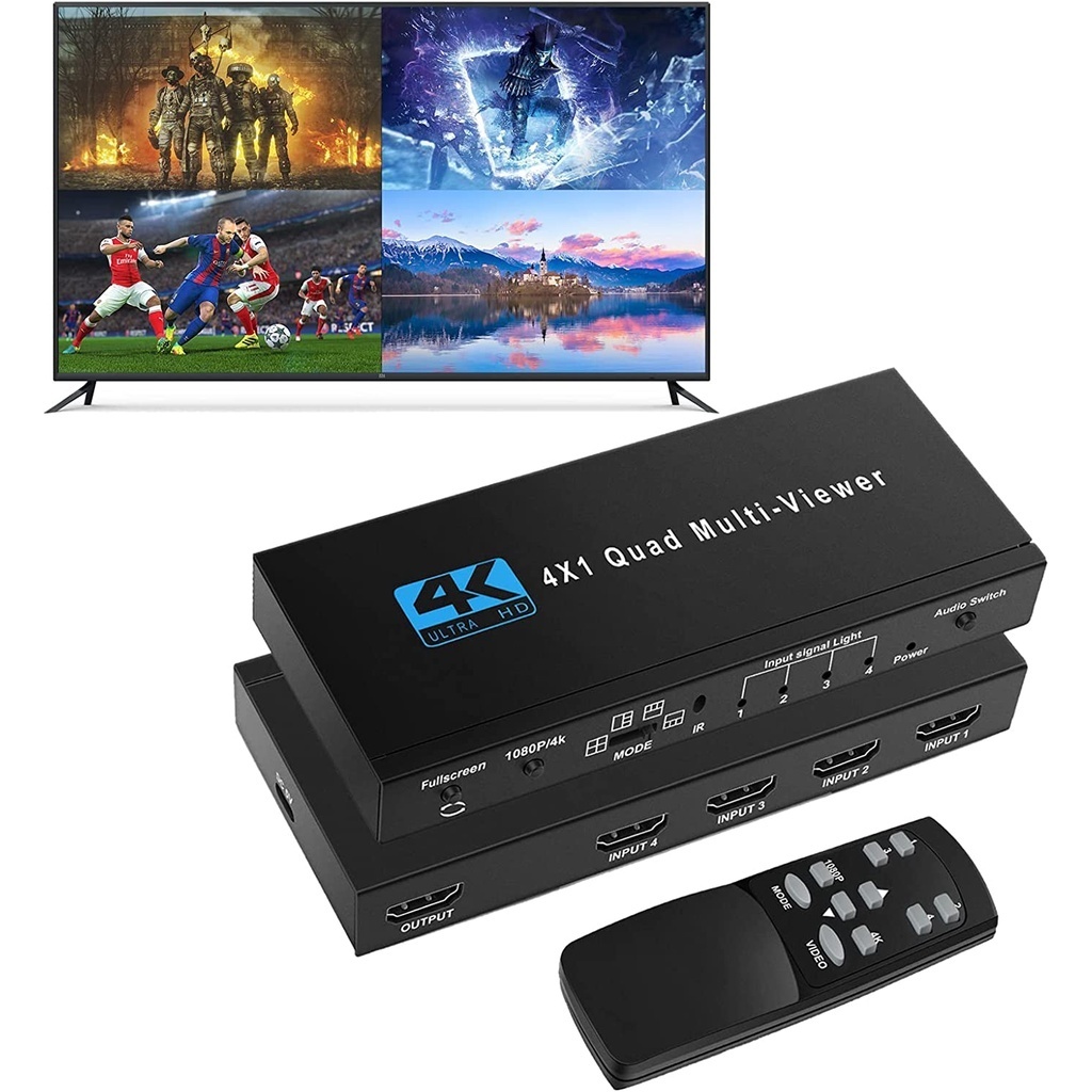 4K HDMI Quad Multi-Viewer 4x1 1080P 4 Tela Multivisualizador Switcher Sem Costura 4 Em 1 Saída Com Controle Remoto Para