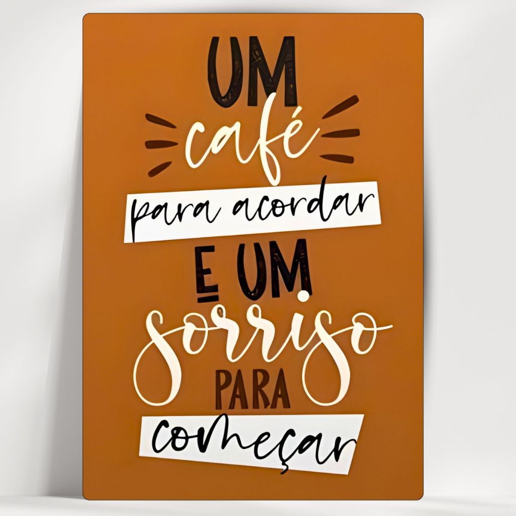 Quadro Decorativo Cantinho do Café - Um Café Para Acordar - Em MDF - com fita - Envio Imediato