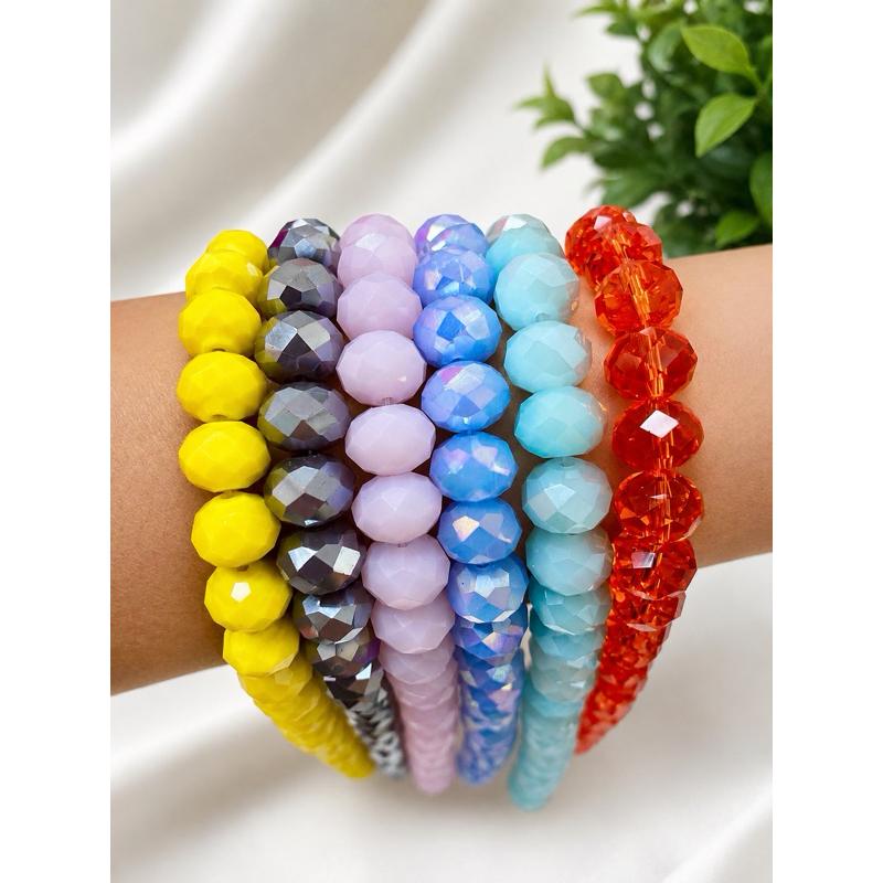 Kit C/6 Fios Cristal Vidro 12mm Diversos All Colors - Aprox. 360 Pedras