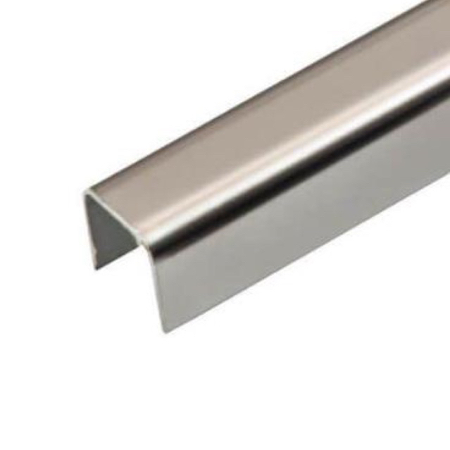 Perfil U 1 METRO p/ Vidro de 12mm ( Trilho ) INOX 304