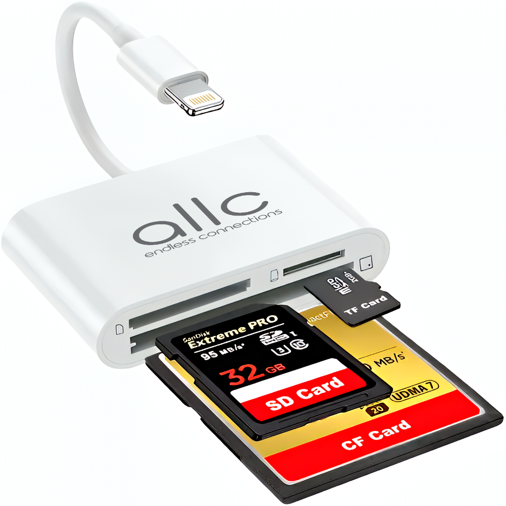 Adaptador Lightning para iPhone iPad Leitor de Cartão SD Micro SD TF CF Compact Flash