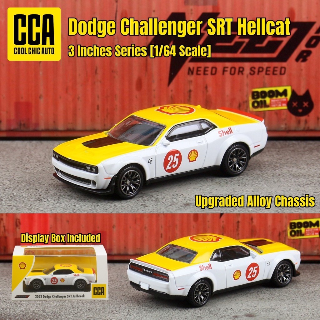 1: 64 Dodge Hellcat All All All Alloy Racing Toy Car Model Enfeites de coleção deslizante