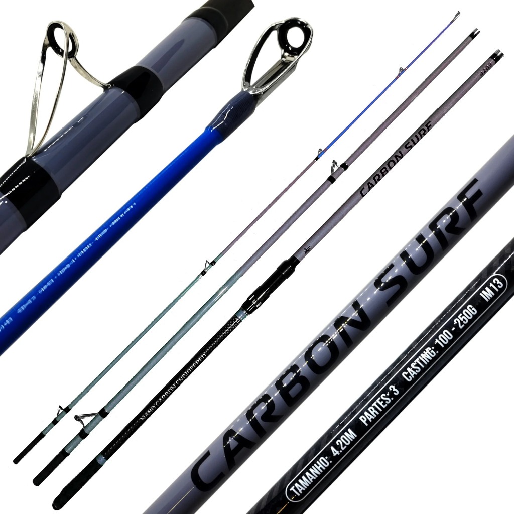 Vara Molinete Carbon Surf Albatroz Low Rider IM13 4,20m 250g
