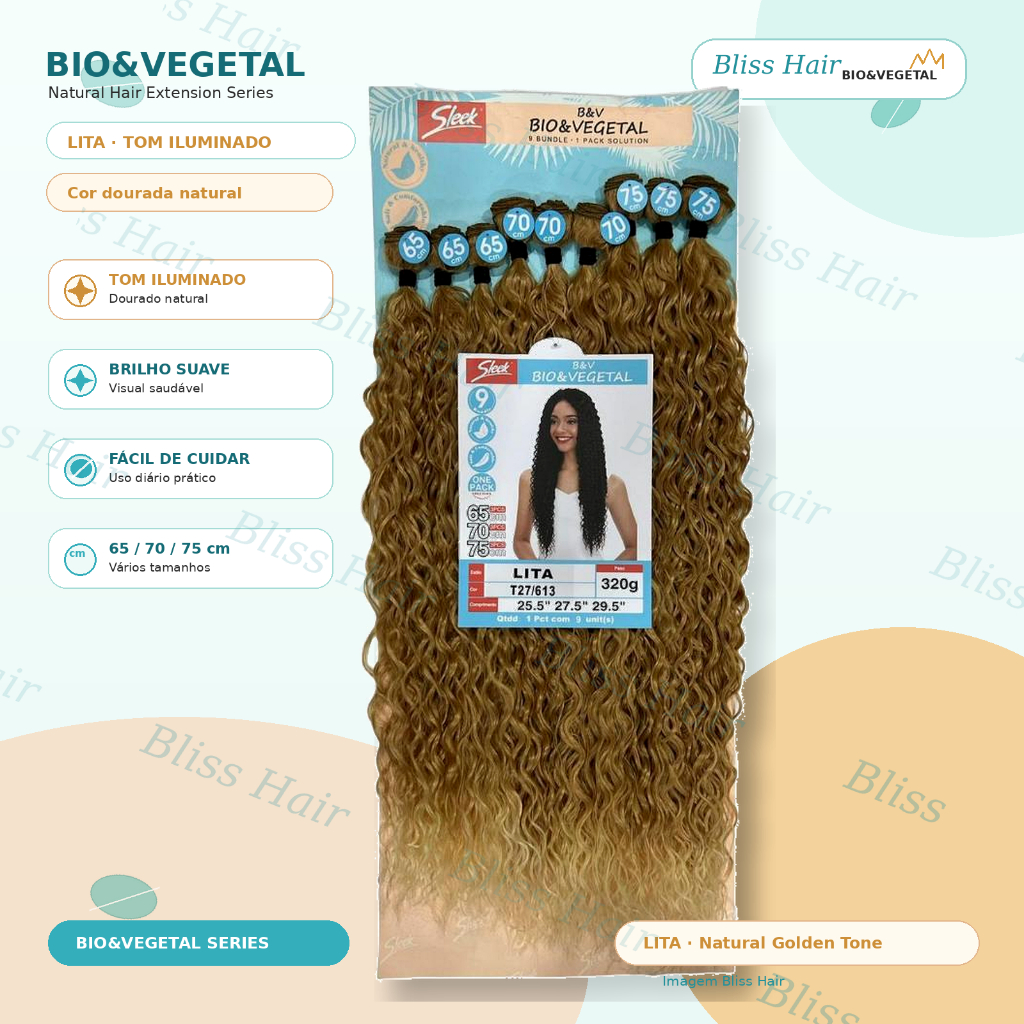 Cabelo Cacheado Oganico de bio fibra SLEEK - LITA 320G