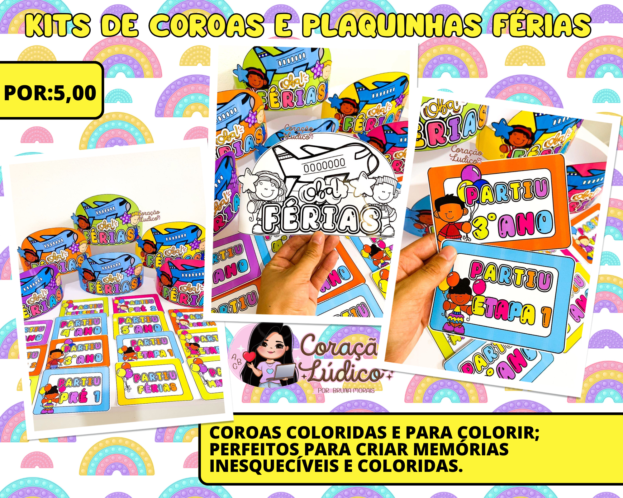 ????Kits de Coroas e Plaquinhas Férias
