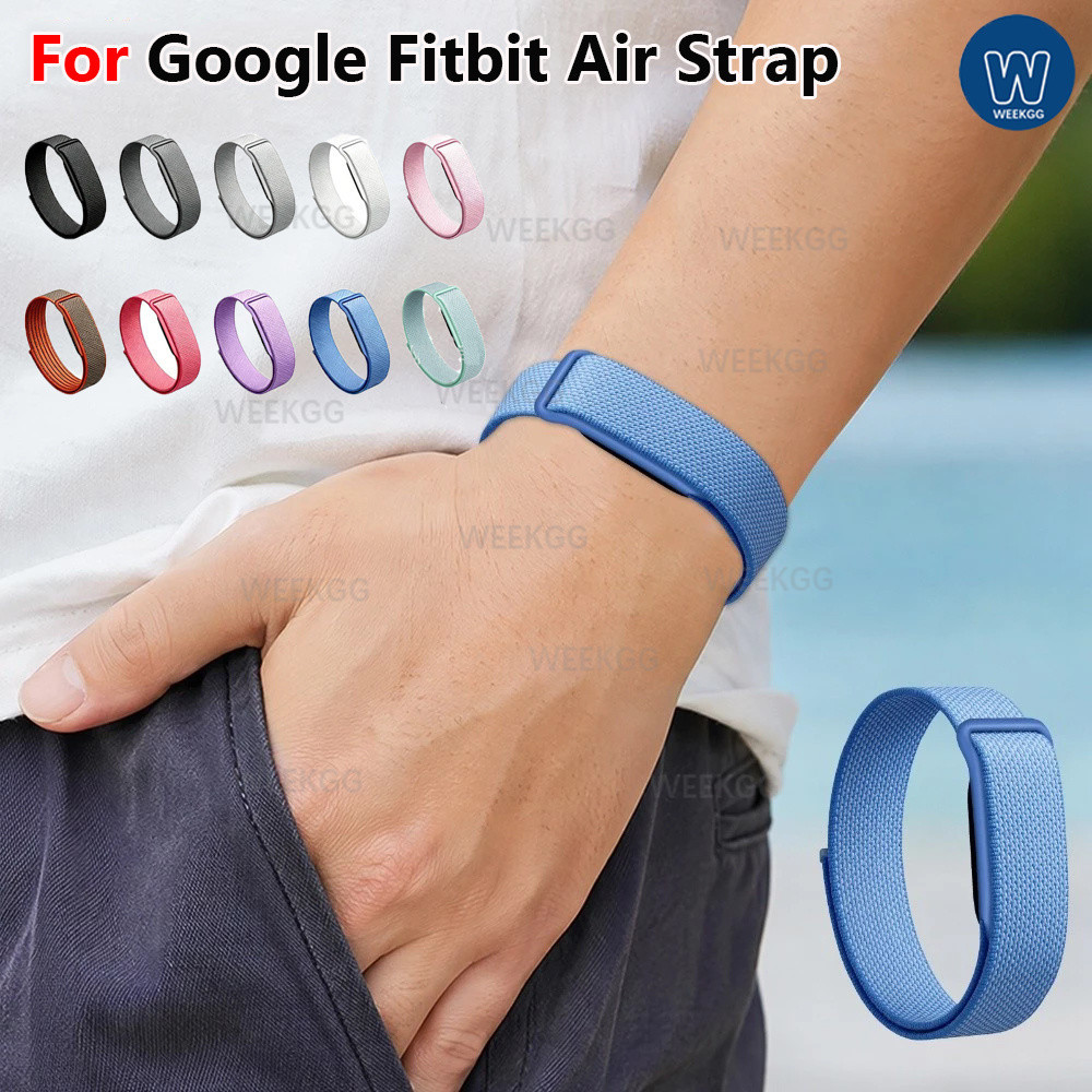 Faixa De Nylon Para Google Fitbit Air Hook and Loop Strap Substituição Soft Pulseira Respirável De Esportiva Screenless
