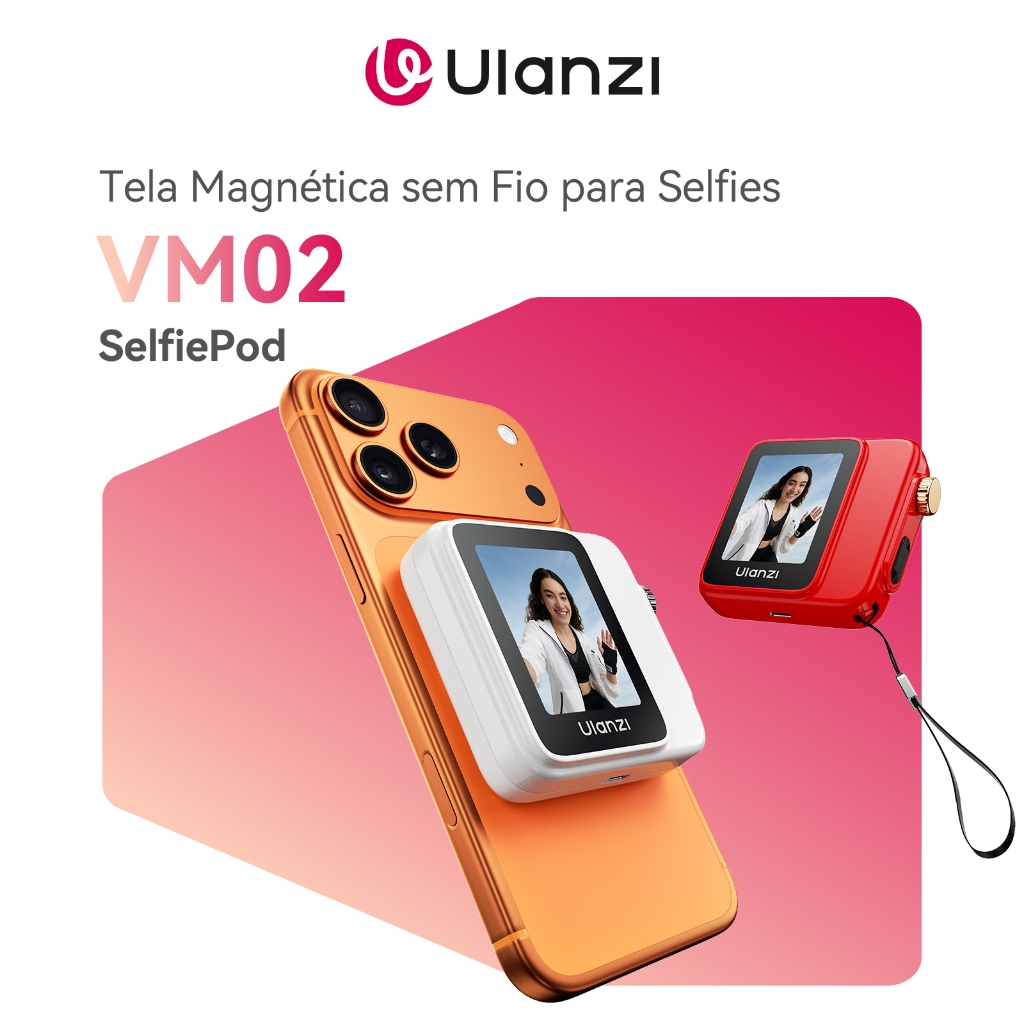 ULANZI VM02 SelfiePod Monitor Magnético Sem Fio para Selfies MagSafe 5GHz