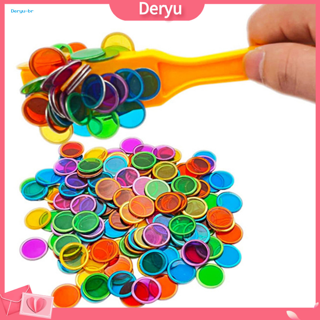 Magnetic Wand Bingo Game Kids Toy Wands Kit with 200 Multi-color Chips Metal Ringed Transparent Discs Tokens Educational