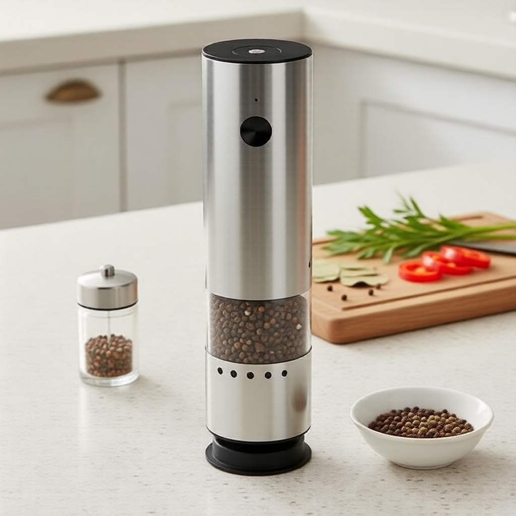 Processadores De Alimentos E Moedores De Carne Mini Portátil Metal Aço Inoxidável Sal Pimenta Moedor Recarregável Elétri