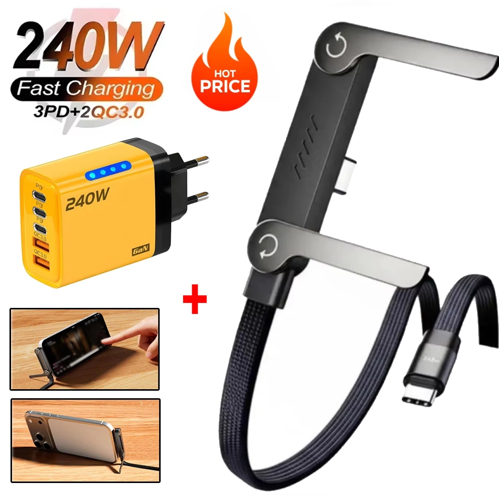 Cabo de carregamento super rápido de 240w suporte de telefone, em forma de L, cabo de carregamento de suporte invisível