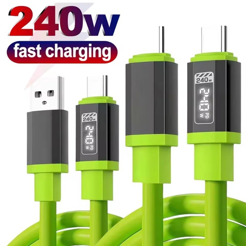 Fio De Dados De Carregamento Super Rápido Para Celular 0.3-3M 240W-Alta Potência Universal-Iphone Android-Linha Transfer