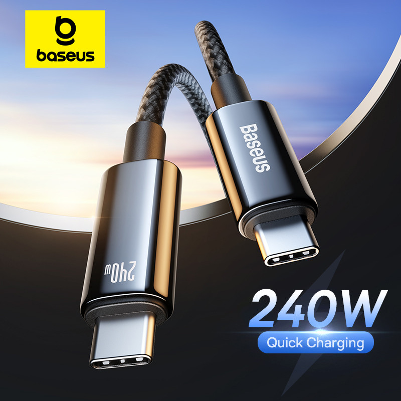 Baseus PD 240W Cabos De Carregamento Super Rápido Para Telefone 16 15 Plus Promax TypeC USB Type C Cabo De Fio Dados Pad