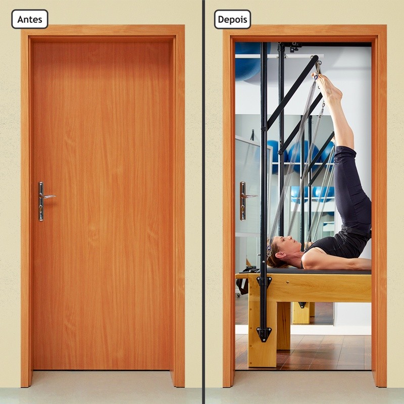 Adesivo Decorativo de Porta Parede Vidro Casa Academia Fitness Pilates Yoga Ioga