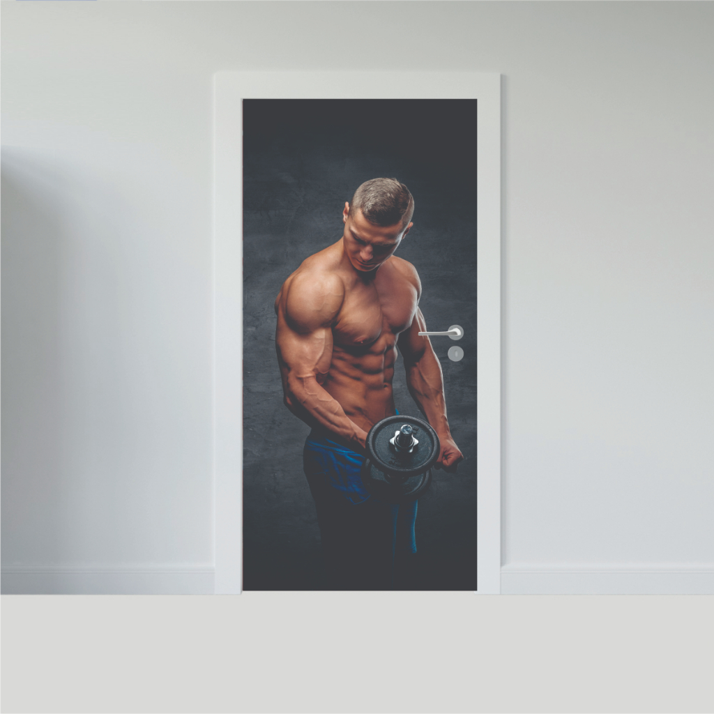 Adesivo Decorativo De Porta_ ACADEMIA _ Fitness _ Saúde _03455