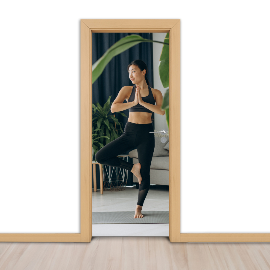 YOGA EP0.005 - Adesivo Para Portas De Madeira Ou Vidro, profissão, vida saudável, fitness, academia