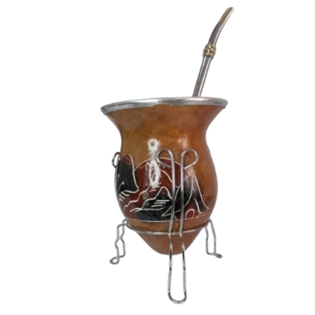 Kit Para Chimarrão Cuia Tripé e Bomba
