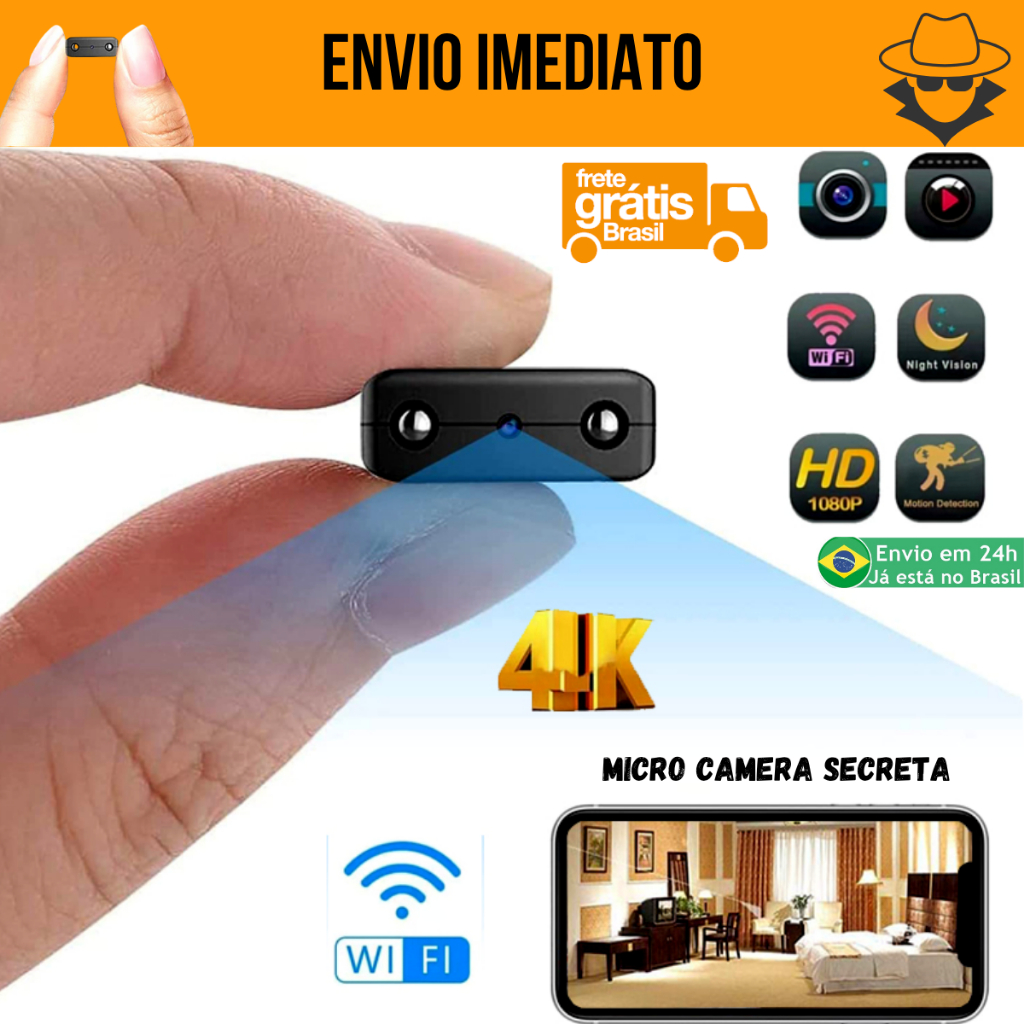 Micro Câmera Secreta Oculta Mini Infravermelho Video Audio Wifi 1080p