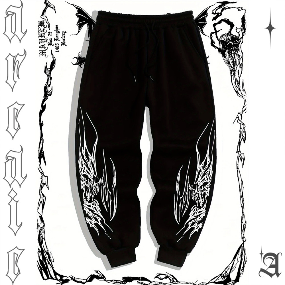 Calça de Moletom Flanelado Slim Breathing Gotico Punk Skull Gym Aesthetic Unissex