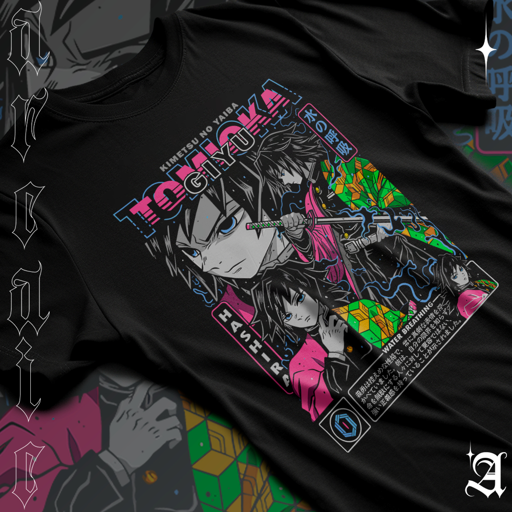 Camiseta Basica Algodao Giyu Tomioka Water Breathing Demon Slayer Unissex
