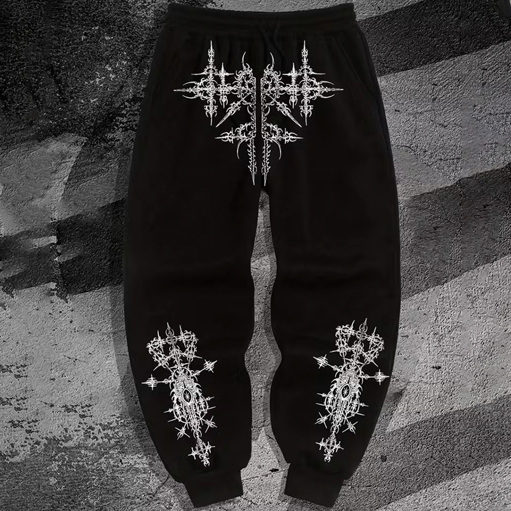 Calça de Moletom Flanelado Slim Breathing Gotico Punk Dark Logo Skull Gym Aesthetic Unissex