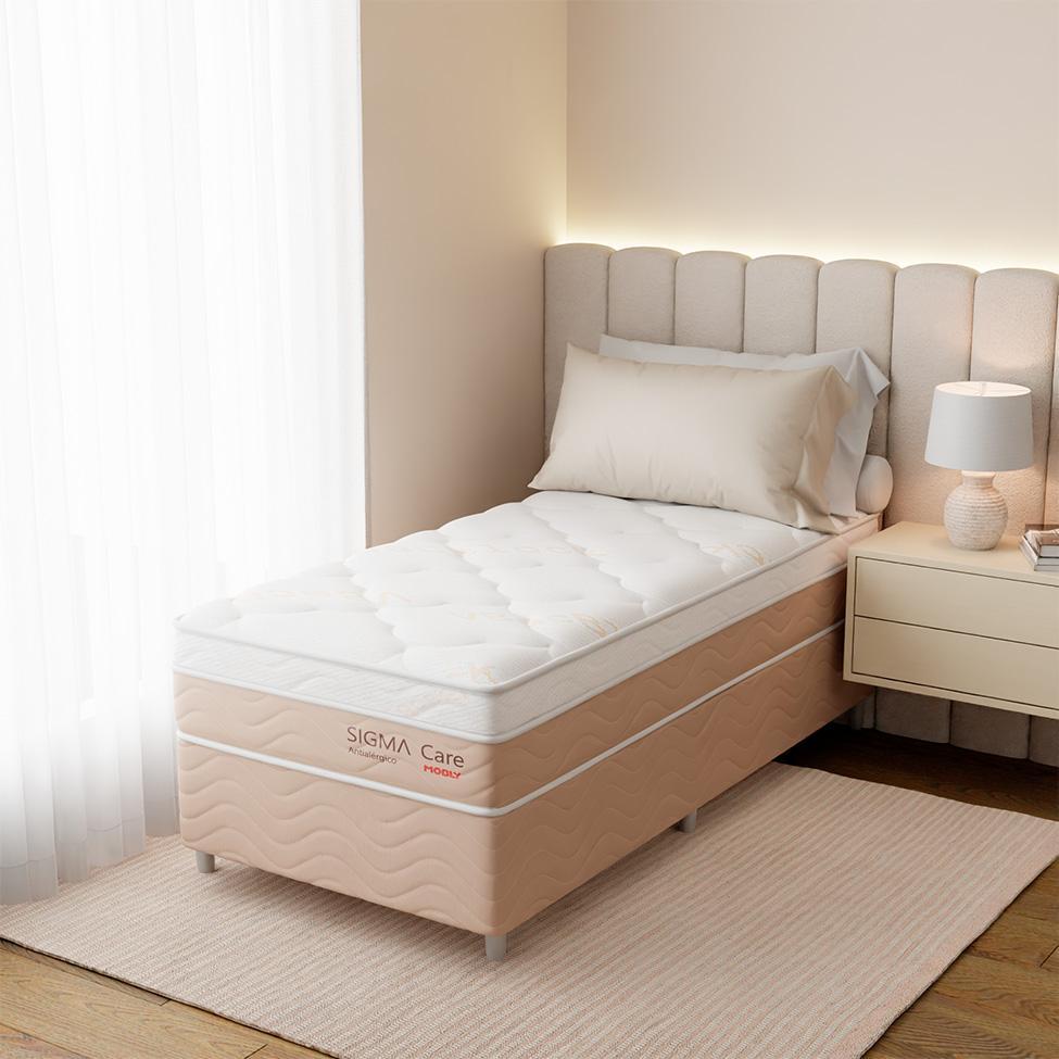 Colchão Solteiro Sigma Care Misto (23x88x188) Bege e Branco