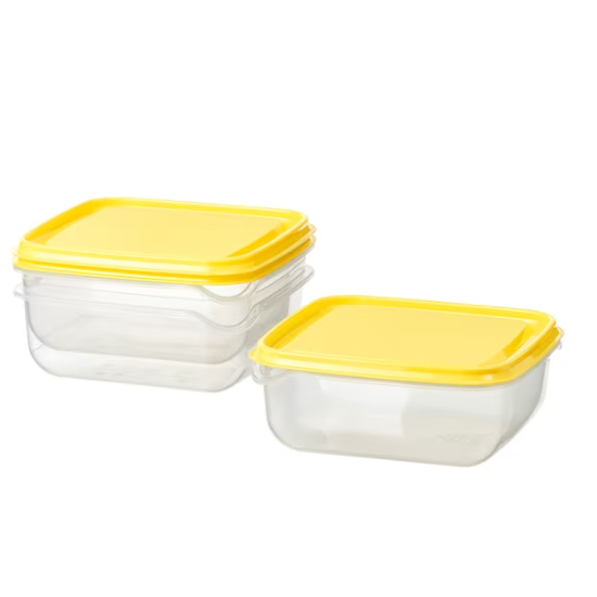 PRUTA Recipiente Para Alimentos 1set (3pcs) , Transparente/Amarelo , 0.6L