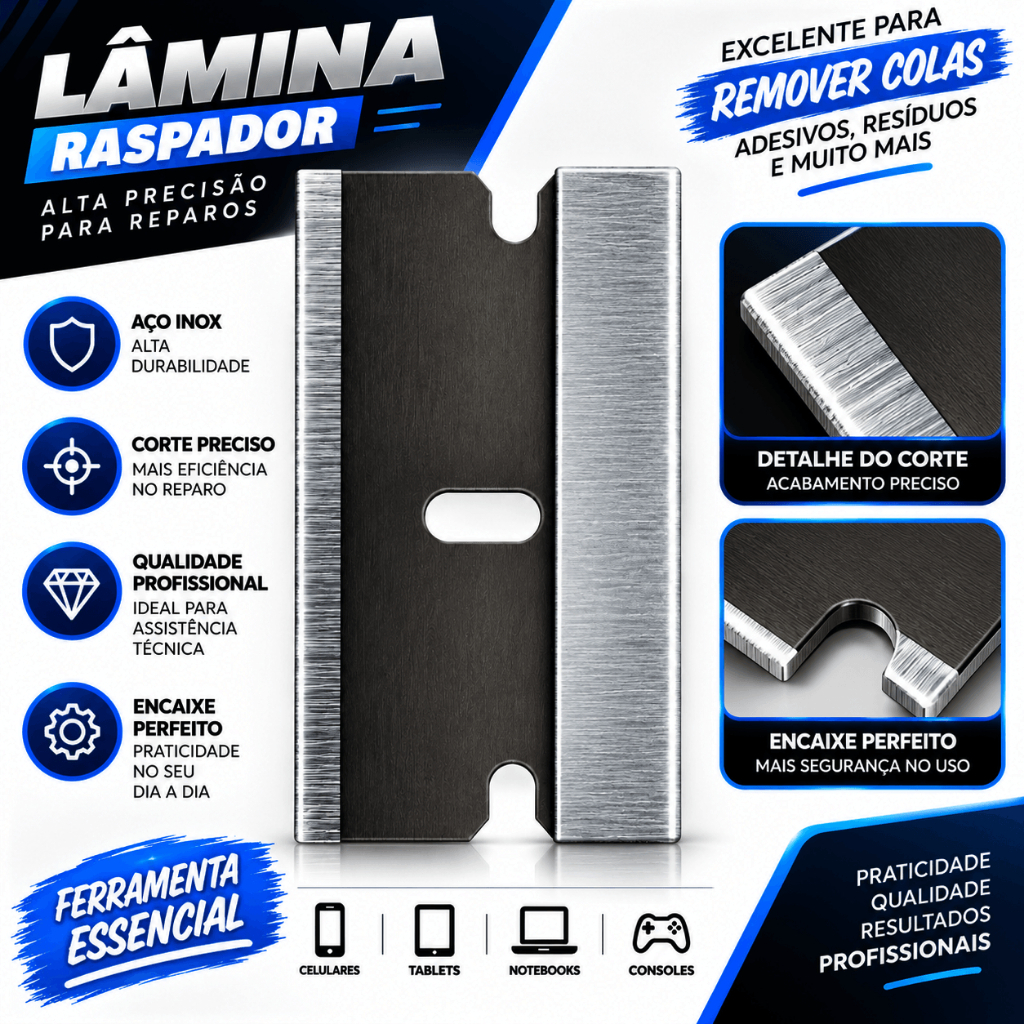 Lâmina Black Single 5 Para Remove Cola Tela Touch Celular Raspagem em Geral