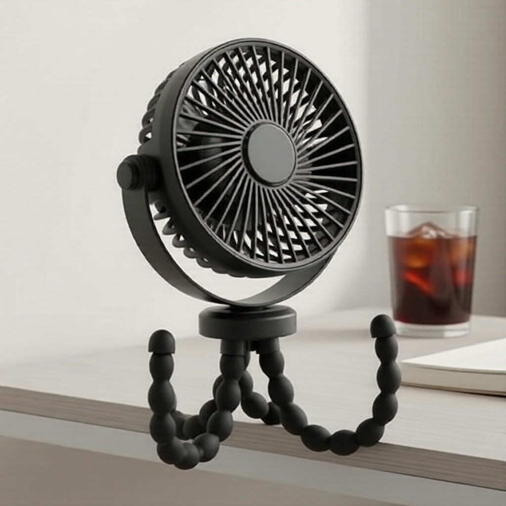 Carrinho de Bebê Ventilador de Polvo 4800mAh USB Recarregável, Mini Portátil com Tripé Flexível