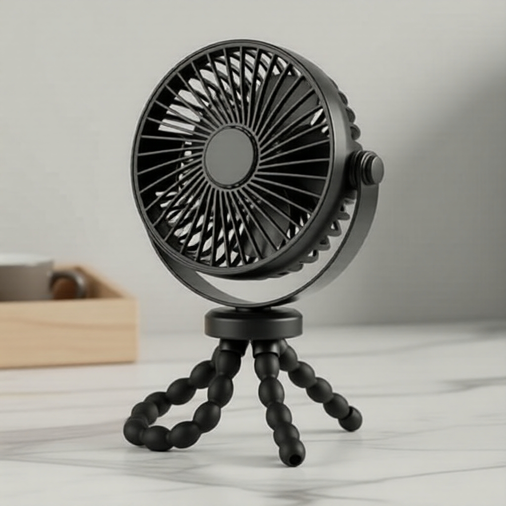 Ventilador de carrinho clip-on Octopus 4800mAh recarregável, portátil e ajustável