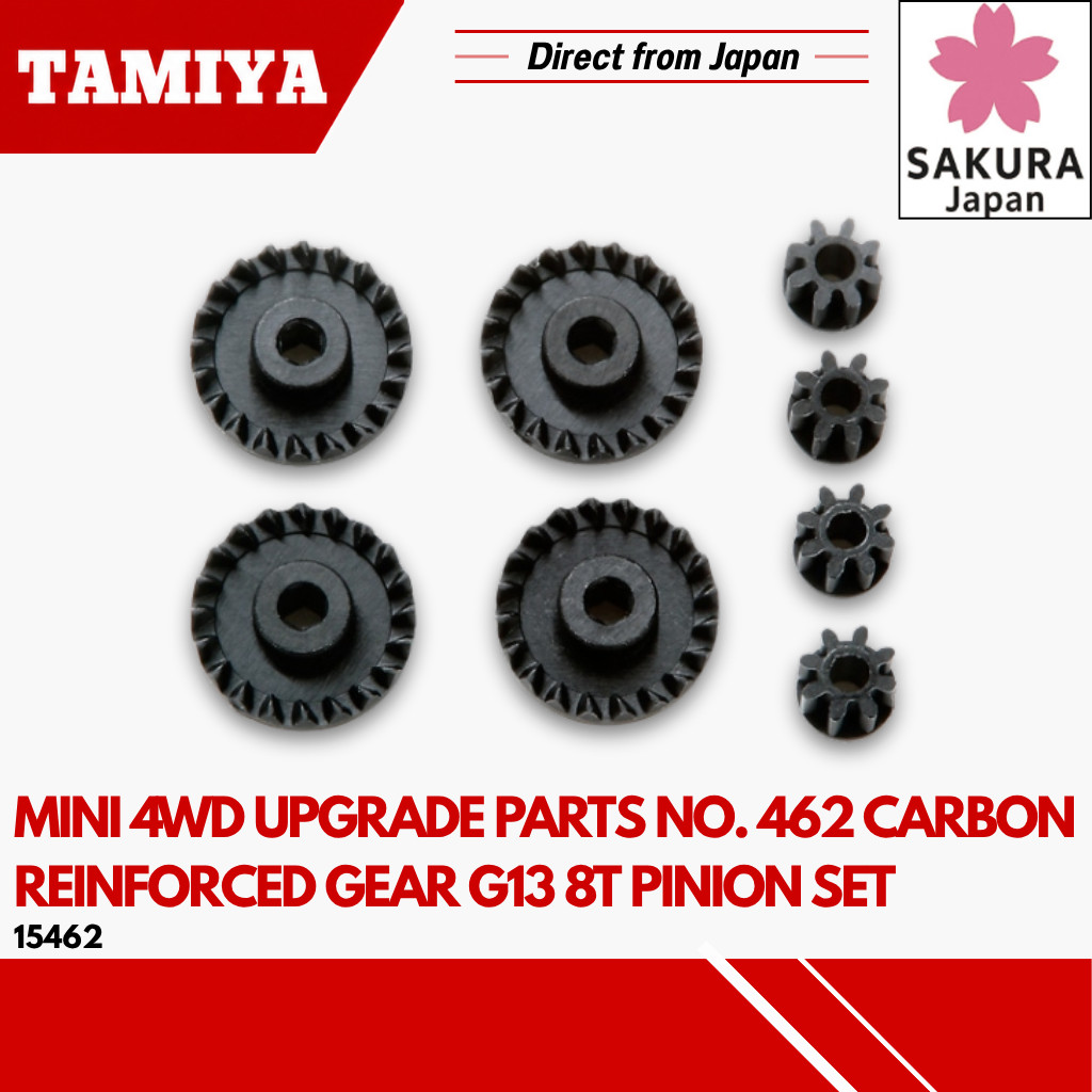 Tamiya Mini 4WD Upgrade Parts No. 462 Carbon Reinforced Gear G13 8T Pinion Set 15462