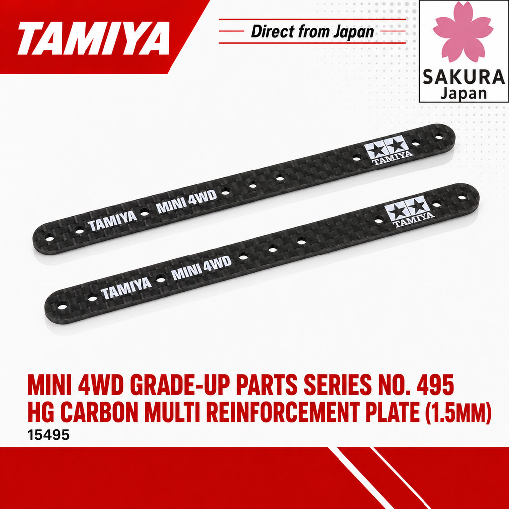 Tamiya Mini 4WD Grade-Up Parts Series No. 495 HG Carbon Multi Reinforcement Plate (1.5mm) 15495