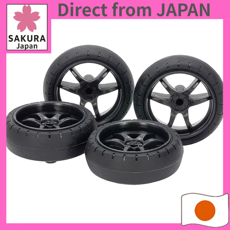 Tamiya Mini 4WD Upgrade Parts No. 546 GP.546 Low Friction Large Diameter Barrel Tires (31mm) & Carbon Reinforced Wheels