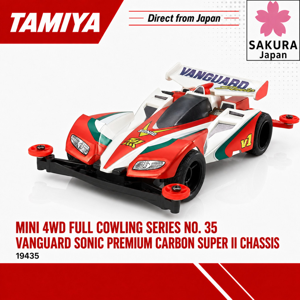 Tamiya Mini 4WD Full Cowling Series No. 35 Vanguard Sonic Premium Carbon Super II Chassis 19435