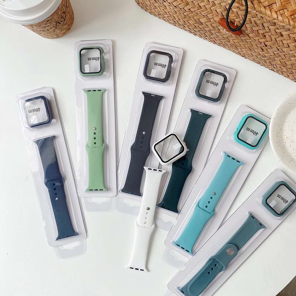 case+strap for Apple Watch band 44 mm iWatch band 38mm 42mm 40mm silicone bumper bracelet series 5 4 3 2