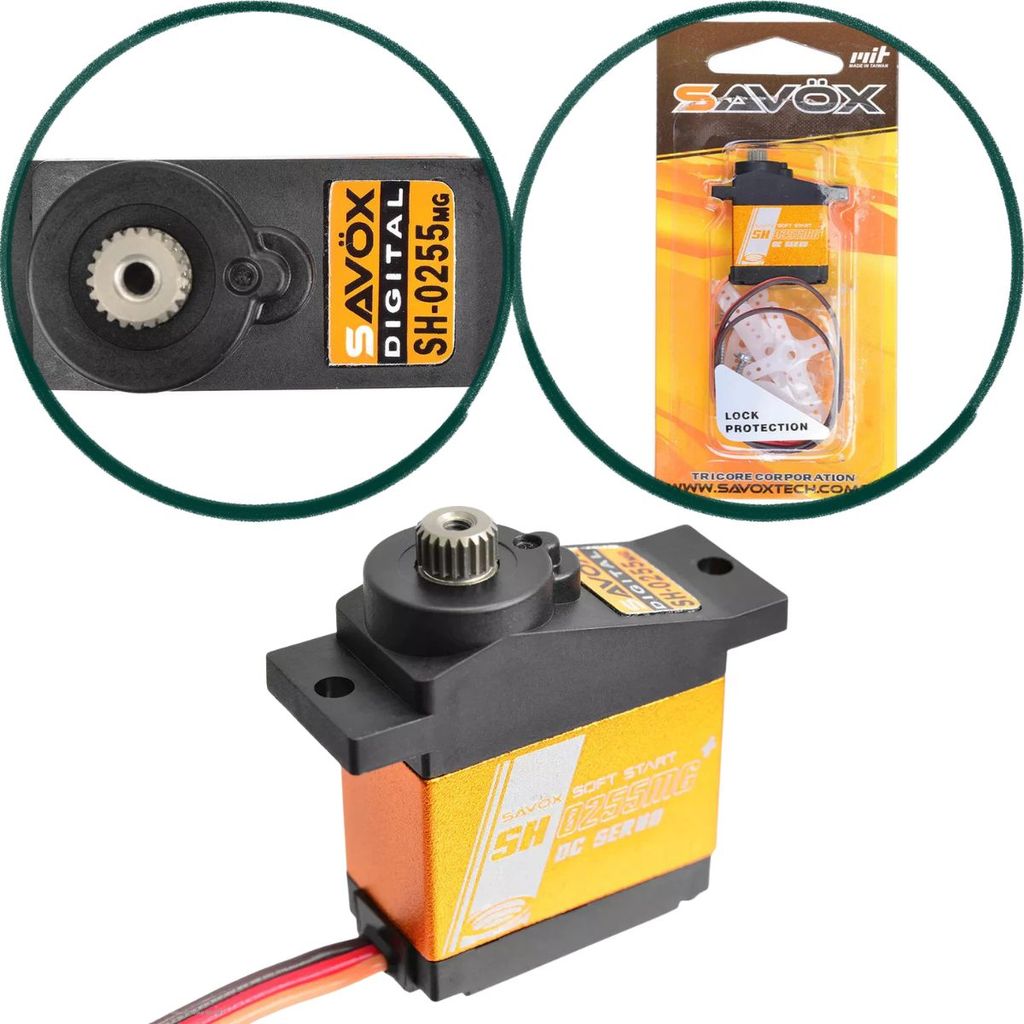 Servo Savox SH-0255MG+ Micro Digital 3,9kg 6V Engrenagens Metal Soft Start RC