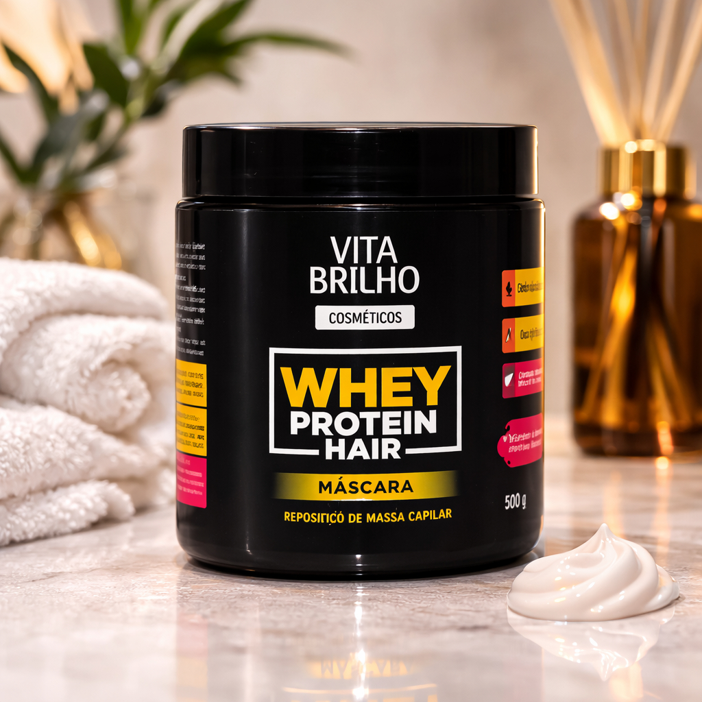 Máscara Profissional Whey Protein Hair 500g Vita Brilho  Força, Resistência, Hidratação e Nutrição Capilar