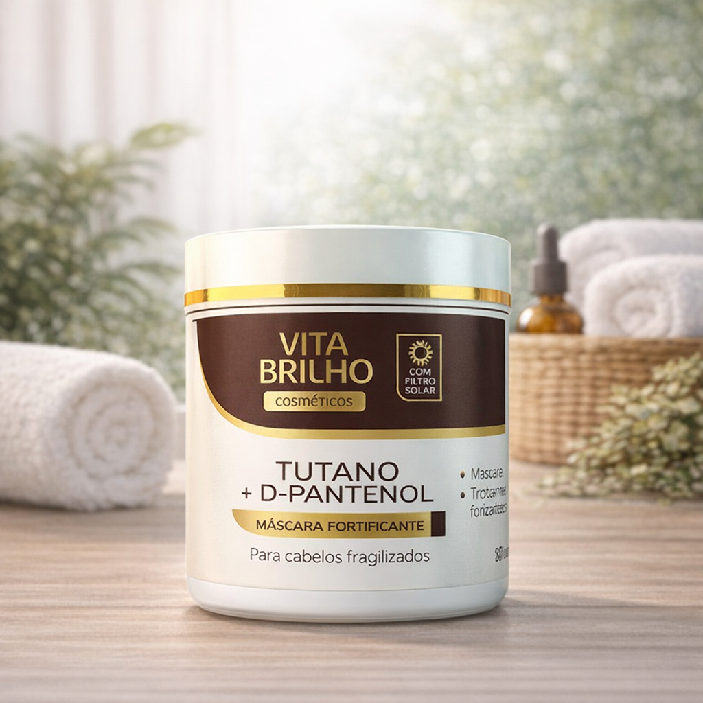 Vita Brilho Máscara Capilar Profissional Tutano + D-Pantenol 500g Nutrição e Hidratação para Cabelos Secos e Danificado