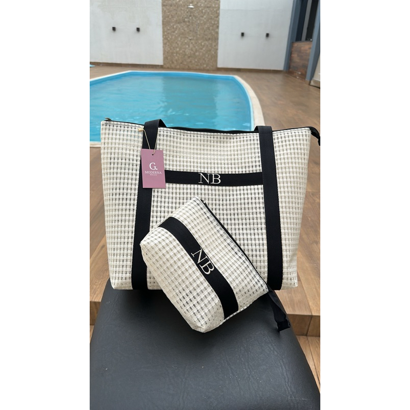 kit praia personalizado em Tela treliça bolsa piscina viagens