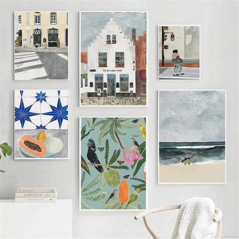 Boho Arquitetura Pôster De Viagem Pintura Em Tela Arte Tropical Simples Impressão Decoração De Sala De Estar Nórdica De Parede