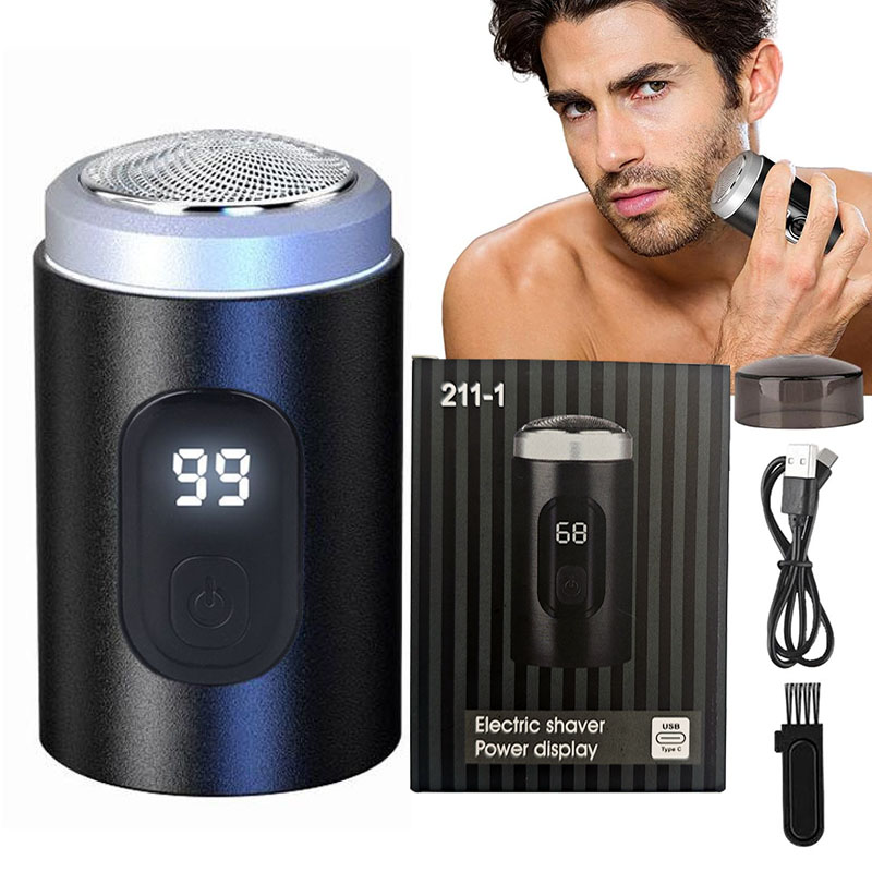 Afeitadora Elétrica Mini Portátil com Lcd para Homens - Aparador de Barba Recarregável e Prático para Viagens, Presente