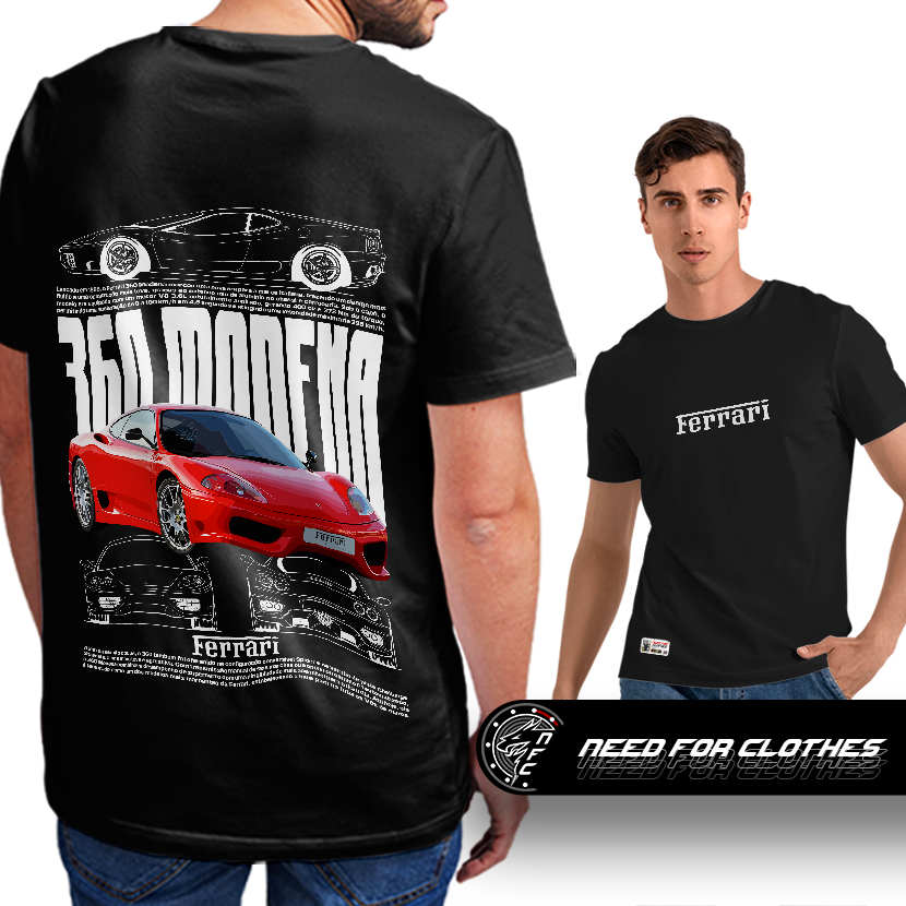 Camiseta Ferrari 360 Modena, V8 Aspirado, Design Fluido, Supercarro Clássico