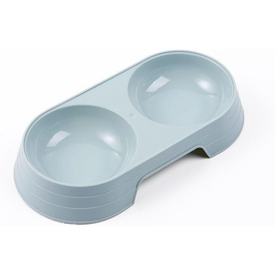 Pet Food and Water Bowl, Double Feeding Bowls, Small Grey, for Cats and Small Dogs, Portable Pet Accessories