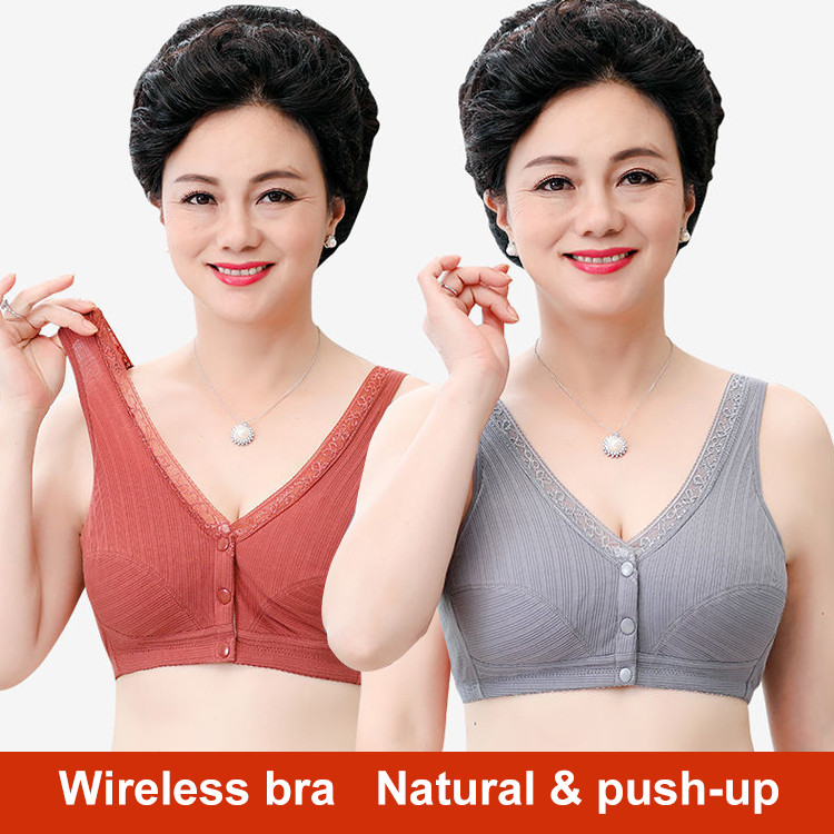 [Fecho Frontal Fácil] Mother Large Size Wireless Front Buckle Thin Vest Pure Cotton Underwear Bra/Soutien/Frente Aberta/