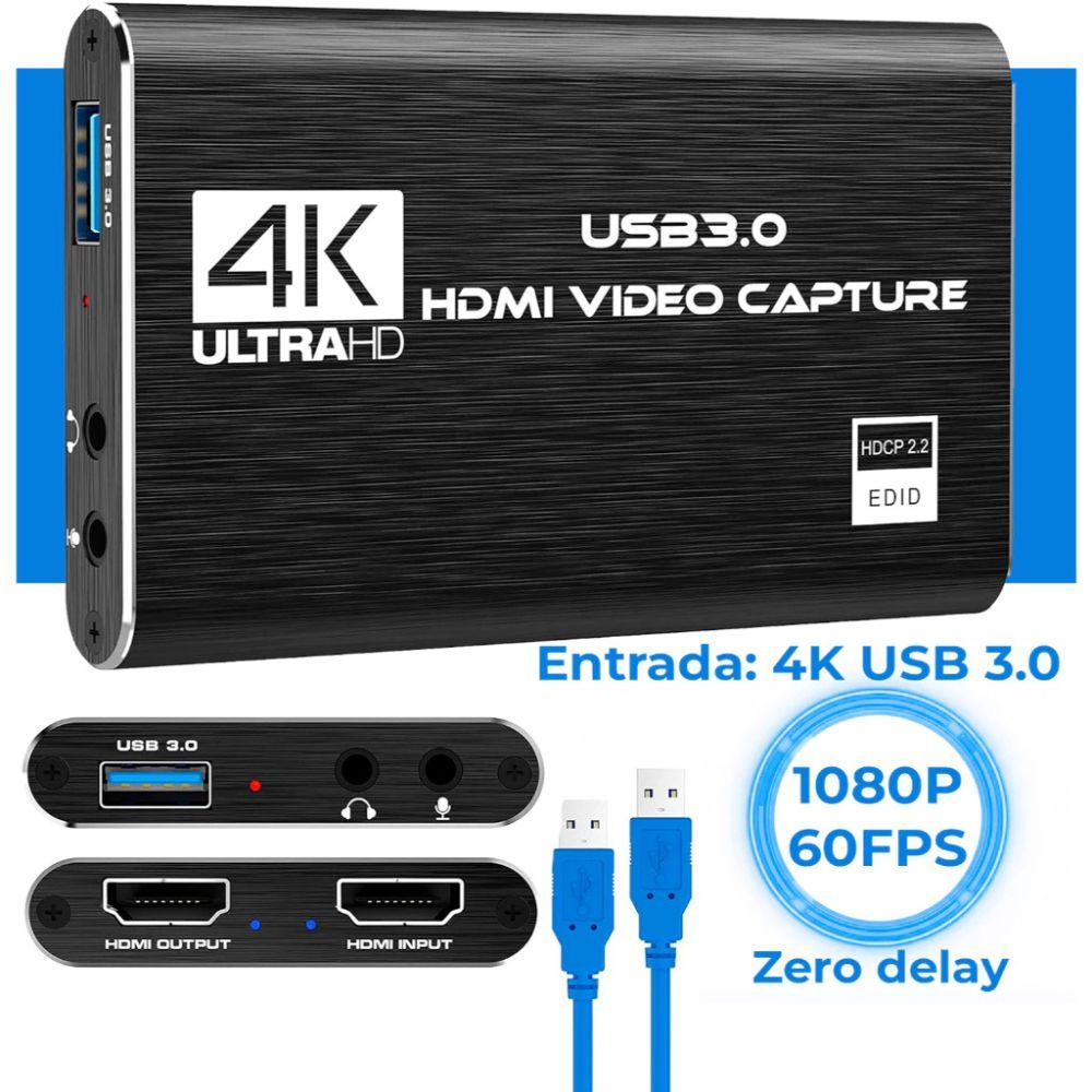 Placa de Captura 4K HDMI USB 3.0 Full HD 1080p 60fps Streaming Live Gamer PS4 Xbox Switch FY-11133