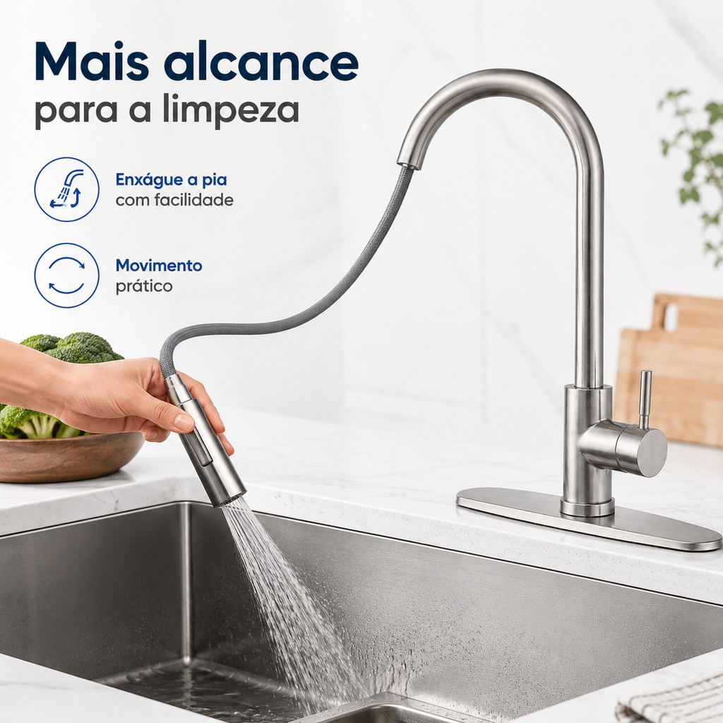 Kitchen Sink Faucet with Flexible Extender, Single Lever Mixer, Pull Spray, Articulated Aerator SS3