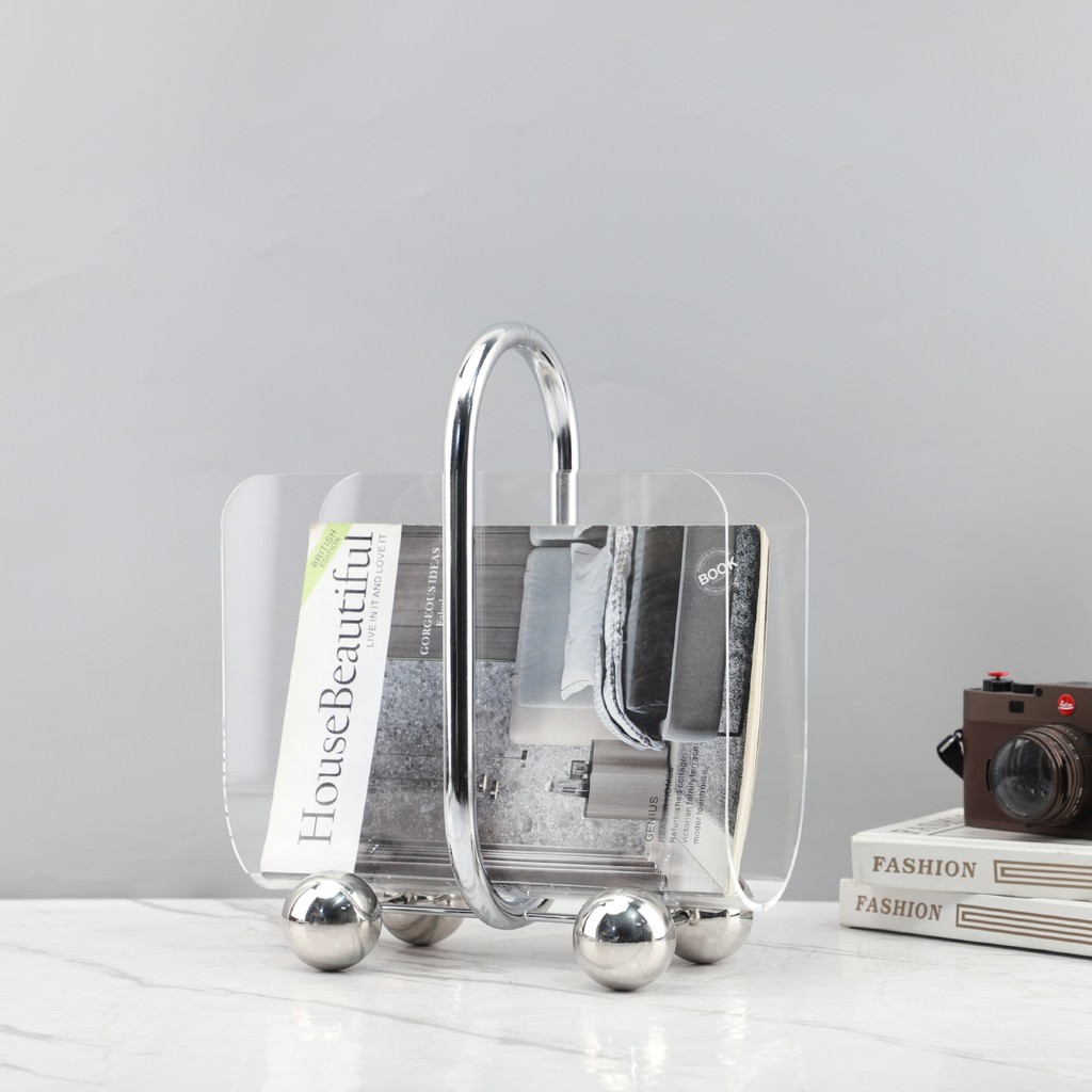 NQEL Modern minimalist transparent acrylic magazine rack, bookshelf, storage shelf, decorative piece, study room bookcas
