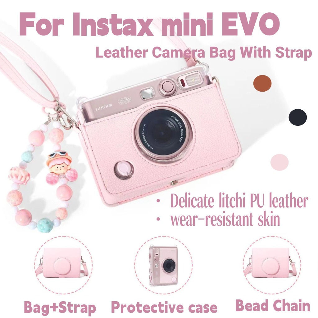 Estojo Para Câmera De Couro Instax Mini EVO – PU Durável , Resistente A Arranhões , Opções Retrô De 3 Cores