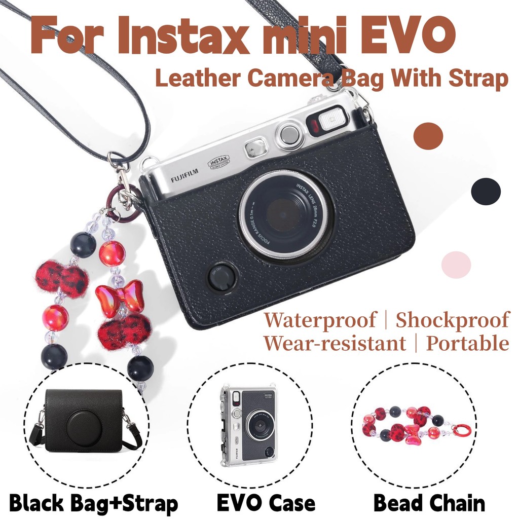 Estojo Para Câmera De Couro Instax Mini EVO – PU Durável , Resistente A Arranhões , Opções Retrô De 3 Cores